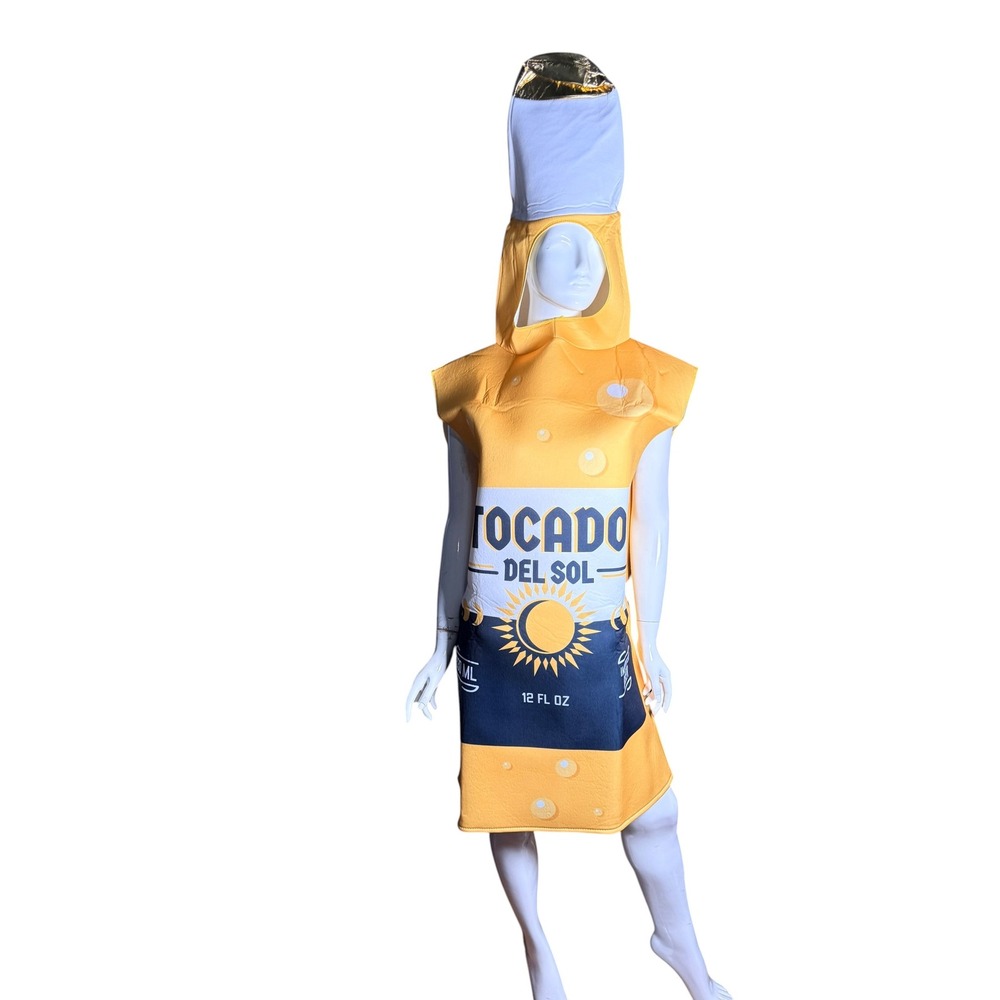 Hauntlook Tocado Del Sol Beer Bottle Costume Adult One Size Yellow Funny Tunic